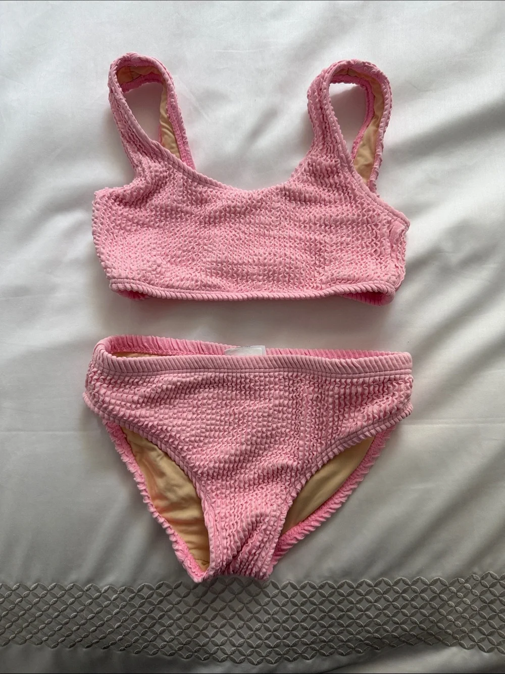 Shade Critters Girls' Pink Textured Bikini Top & Bottom Set